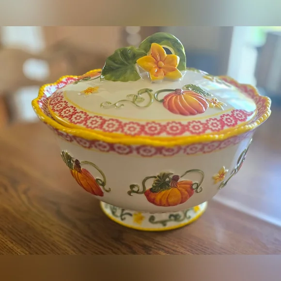5 Piece Temptations Fall Ceramic Serving Bowl Dish Set - Picture 6 of 16
